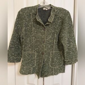 Vintage Women’s Tweed Cynthia Max Button Down Coat Green Size PM